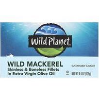 Wild Planet, Laukinės skumbrės, filė be odos ir be kaulų aukščiausios kokybės pirmojo spaudimo alyvuogių aliejuje, 4.4 uncijos (125 g)