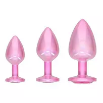 Ouch! Metal Anal Plug Set Pink analinių kaiščių rinkinys