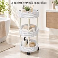 3 aukštų plastikinė lentyna su ratukais