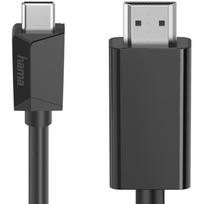 Hama USB-C į HDMI kabelis 200719, 3 m, 4096x2160, juodas, PVC apvalkalas, magnetiškai ekranuotas, tiesūs jungtys