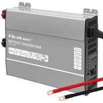 Qoltec Įkroviklis 51918, 80A, 12V, LiFePO4 AGM GEL SLA akumuliatoriams, 3 pakopų įkrovimas, DIP jungiklis, LED indikatorius