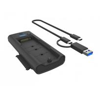 ICY BOX IB-180MS-C31 Dokinimo stotis, USB 3.2 Gen 2 Type-C, 10Gbit/s, M.2 NVMe, SATA III 6Gbit/s, 2,5" SFF, 3,5" LFF, juoda