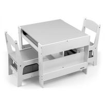 Milly Mally Vaikų baldų rinkinys Sven 5488, 1 stalas 63x57x48.5 cm, 2 kėdės 28.5x31x53 cm, MDF, baltas, 2-5 metai
