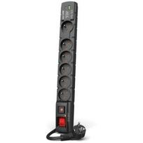Acar ilgiklis S6 W2438, 5m, 6x 10A/250V, 1x USB-A, 1x USB-C, 18W, QC 3.0, PD 3.0, apsauga nuo viršįtampių, jungiklis, juodas