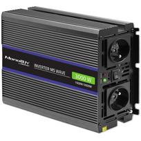 Qoltec Įtampos keitiklis 51927, 12V, 230V, 1500W, 3000W, 50Hz, 90%, modifikuota sinusinė banga, USB, apsauga nuo viršįtampio