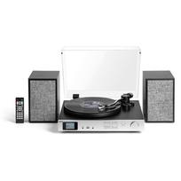 Akai stereo patefonas ATT-500SP, 33 1/3, 45, 2x15 W, Bluetooth 5.0, USB, AUX, integruotas radijas, TFT ekranas, sidabrinis, juodas