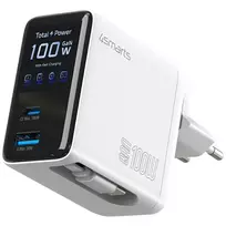 4smarts GaN Flex Screen AI travel charger | 100W | GaN | USB-C, USB-A | white