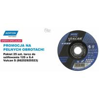 Norton Šlifavimo diskas VULCAN 66252851098, 125mm, 6,4mm, 22,23mm, išgaubtas, suvirintoms siūlėms, nerūdijančiam plienui
