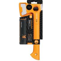 Fiskars universalus kirvis X13 1075437, kompaktiškas, su galąstuvu, kalio plieno, ergonomiška rankena, skaldymui