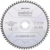 Metabo diskinio pjūklo geležtė ALUMINIUM CUT PROFESSIONAL 628443000, 216x30x1.8 mm, 58 dantys, 1 vnt, aliuminio pjovimui