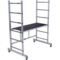 Krause Montavimo pastoliai 916211, 2.90m, 150kg, 4 stabdži ratai, sulankstomi, aliuminio, kompaktiški