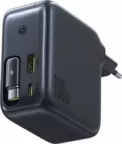 Baseus EnerCore CJ11 100W GaN sieninis įkroviklis su įtraukiamu USB-C laidu, 2 USB-C ir 1 USB-A prievadais, juodas