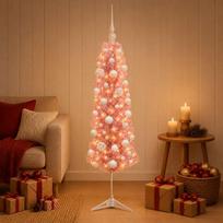 Dirbtinė siaura Kalėdų eglutė su žaisliukais 150 cm 150 LED
