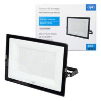 Kompaktiškas ir galingas 200W LED prožektorius, 6400K, 17540 lm, IP65, 375 × 37 × 290 mm