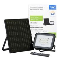 50W LED prožektorius su saulės baterija ir 6000 mAh akumuliatoriumi, nuotolinio valdymo pultu ir reg