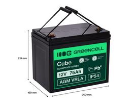 12V 75Ah : AGM : IP54 : VRLA Battery deep cycle powerchair photovoltaic leisure battery
