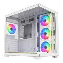 FSP Fortron M341 White Dual Tempered Glass 7x ARGB Fan ATX Gaming PC Case