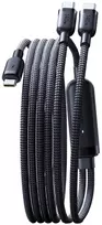„Baseus“ „Flash 4“ 140 W 2-in-1 USB-C į USB-C + USB-C kabelis, 1,5 m – juodas (6942521200658)