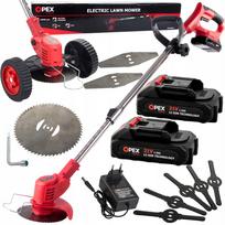 Akumuliatorinis žolės trimeris OPEX TOOLS OPX28025, 21V, 2x 1.5 Ah, su ratukais, raudonas / juodas