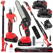 Akumuliatorinių sodo įrankių rinkinys 3in1 OPEX TOOLS OPX28035, pjūklas 6", sekatorius, kotas, 2x 21V