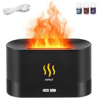 Kvapų difuzorius ir oro drėkintuvas Zortiva, 180 ml, RGB LED liepsnos efektas, juodas