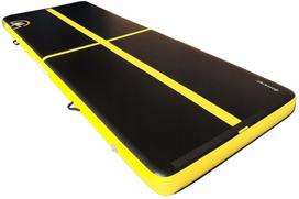 Pripučiamas gimnastikos kilimėlis Master Airtrack, juoda sp./geltona sp., 400 cm x 150 cm x 20 cm