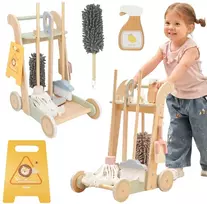 Viga Toys VIGA Medinis valymo vežimėlis su priedais, 11 vnt.