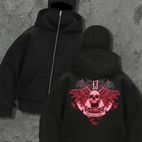 Men's Black Hooded Zipper Jacket with Gold Tiger Pattern, Sporty and Casual Loose Autumn and Winter Jacket, Outdoor Jacket, Street Style XXXL gray