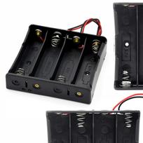 Rosfix Koszyk na Baterie 4 x 18650 – Otwarty Pojemnik z Przewodem 100mm | Wymiary 7,5 x 8 x 1,8 cm | Idealny do Projektów DIY