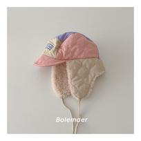 Winter Warms Kids Hats Color Blocked Children's Wool Ear Protection Hat for Boys Girls Caps Baby Travel Warm Lamb Wool Hat 49-52CM rožinė