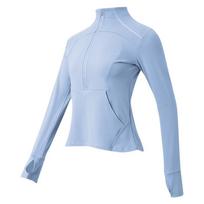 Women's Camouflage Half-Zip Long-Sleeve Lycra Running & Training Top S [Height: 150-160] [Weight: 85-98] white