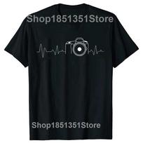 Juokingi Fotografas Širdies Ritmas Fotografija Kamera Marškinėliai Vasaros Stilius Grafinis Medvilniniai Gatvės Drabužiai Trumpomis Rankovėmis Dovanos T-shirt Vyrams S black