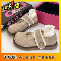 Retro fashion versatile Velcro Mary Jane shoes women's spring 2025 new soft-soled comfortable shallow mouth single shoes 40 white