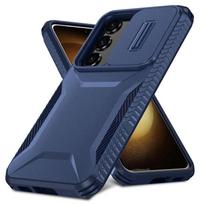 Tough Heavy Duty Armor Case For Samsung Galaxy S26 S25 S24 S23 S22 FE Ultra Plus Slide Window Defender Anti-Scratch PC+TPU Cover For Galaxy S23 FE mėlyna