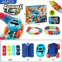 46-184pcs Climbing Anti Gravity Race Track Car Toys Assembly Twist Roller Coaster Flexible Racing Track Toys for Kids Gift blue