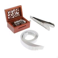 15 Notes Hand Crank Music Box Movement with Hole Puncher and Papers DIY Make Your Tool Kit brown
