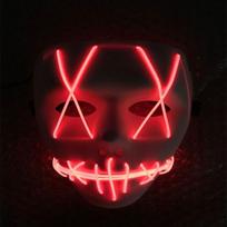 Exceptional Halloween Scary Mask Cosplay Led Mask With Striking El Wire Design For Celebrations Pink blue