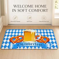 Happy O-Oktoberfest Design Floor Mat Cozy Minimalist Flannel Area Rug Anti-Slip Washable Bedroom Living Room Decor 80x120cm blue