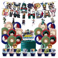 My Hero Academia Birthday Decorations Izuku Katsuki Shoto Todoroki Party Birthday Cake Wall Photo Shoot 36-Piece Set Midoriya, Bakugo, - Supplies, black