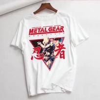 Men Metal Gear Solid Cyborg Ninja Gray Fox Graphic T Shirt Cotton Short Sleeve Casual Tee Retro Game MGS Print Streetwear Tops 150 white