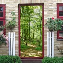 Door Stickers 3d Stickers Waterproof Door Mural Self Adhesive Pvc Sticker Removable Wall Decal For Home Office Decoration Cherry Pattern Matches the image,38.5X200cmX2pcs