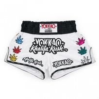 YOKKAO X Khalifa Kush Riboto leidimo Muay Thai šortai Bokso MMA Kickbokso Treniruočių Varžybų XL balta