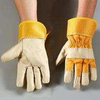 Ilgos visos karvės odos elektrinės suvirinimo pirštinės suvirintojo suvirinimo suvirinimas šilumos izoliacija plieno gamykla pramoninės darbo apsaugos pirštinės yellow cloth seven knives - average size beige