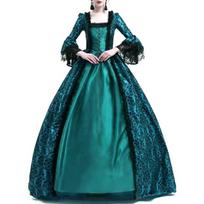 Viduramžių rūmų princesės Cosplay suknelė suaugusiems Vintažinė vakarinė suknelė moterims Nėrinių Renesanso vakarėlis Helovinas XXXXXL žalia
