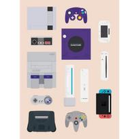 Retro Video Game Controllers Poster Handheld Game Console Gamepad Canvas Painting Wall Print Picture for Living Room Home Decor 21cm×30cm NoFrame white