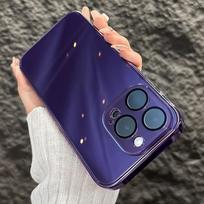 Original Tempered Glass Case for iPhone 16 15 14 Plus 13 12 Pro Max 11 Camera Protection Soft Plating Bumper Luxury Hard Cover For iPhone 13 ProMax blue