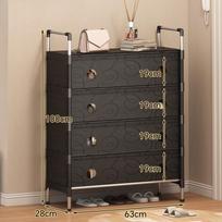 Simple shoe rack dustproof household multi-layer shoe cabinet assembly, entrance door rental room large capacity storage rack black