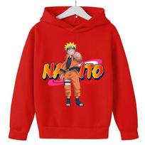 Japanese Anime Naruto Print Children's Sweatshirt Autumn Boys and Girls Casual Comfortable Soft Hooded Pullover 150cm raudona