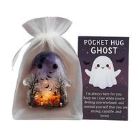 Pockets Hug Ghost Keepsake with Positive Cards Figure Sculpture Mini Charm for Halloween Christmas Loved Ones and Friends juoda