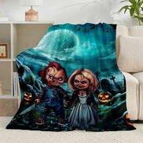 1 vnt. Chucky's Helovino siaubo flanelės pledas, dovana, tinkamas tiek vyrams, tiek moterims, minkštas, idealus lovoms ir sofai, gimtadienio ar Kalėdų dovana 100x150cm